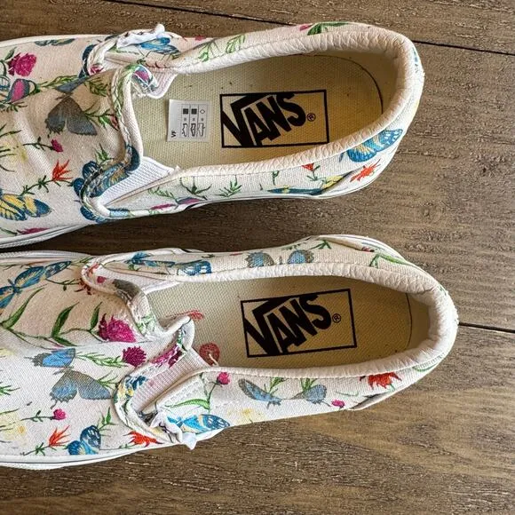 VANS Womens Size 6 Classic Slip On Parks Projects Floral Butterfly Casual Shoes
