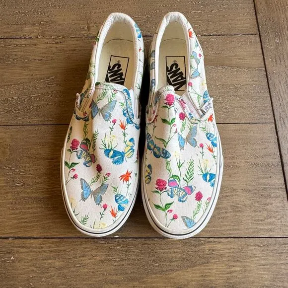 VANS Womens Size 6 Classic Slip On Parks Projects Floral Butterfly Casual Shoes