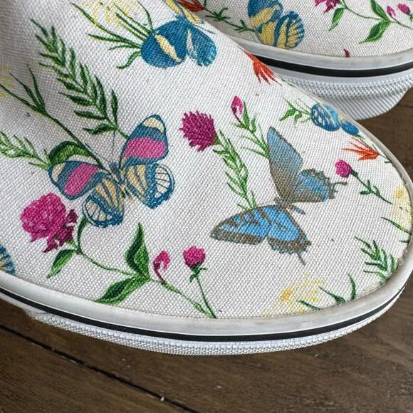 VANS Womens Size 6 Classic Slip On Parks Projects Floral Butterfly Casual Shoes