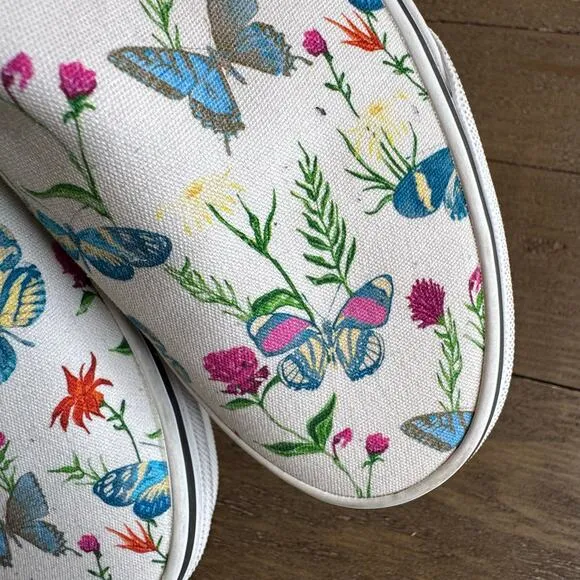 VANS Womens Size 6 Classic Slip On Parks Projects Floral Butterfly Casual Shoes
