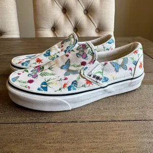 VANS Womens Size 6 Classic Slip On Parks Projects Floral Butterfly Casual Shoes