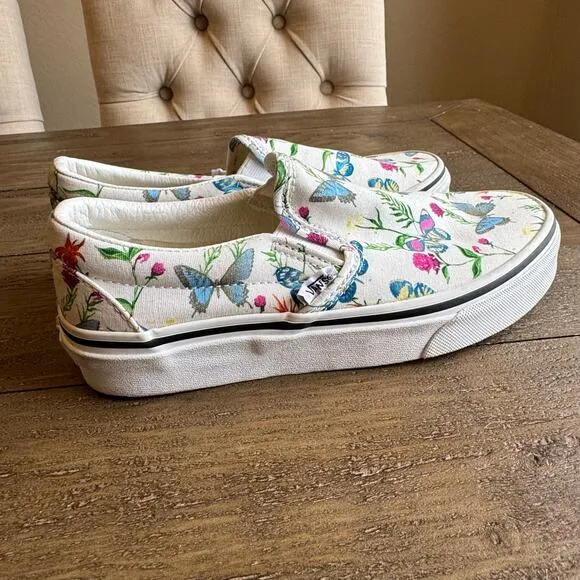 VANS Womens Size 6 Classic Slip On Parks Projects Floral Butterfly Casual Shoes
