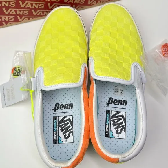 Vans X Penn New Tennis Shoes Slip On Neon Yellow Sneakers