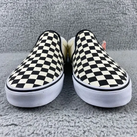 Vans asher checkers Mens‎ 11.5 Shoes Black Natural Canvas Slip On Skate Sneakers