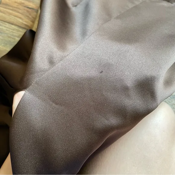 Vera Wang Espresso Brown Boat Neck Sleeveless Satin Maci Bridesmaid Formal Gown