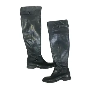 Vera Wang Lavender Women’s Leather Black Over The Knee Zip Side‎ Boots- Size 6