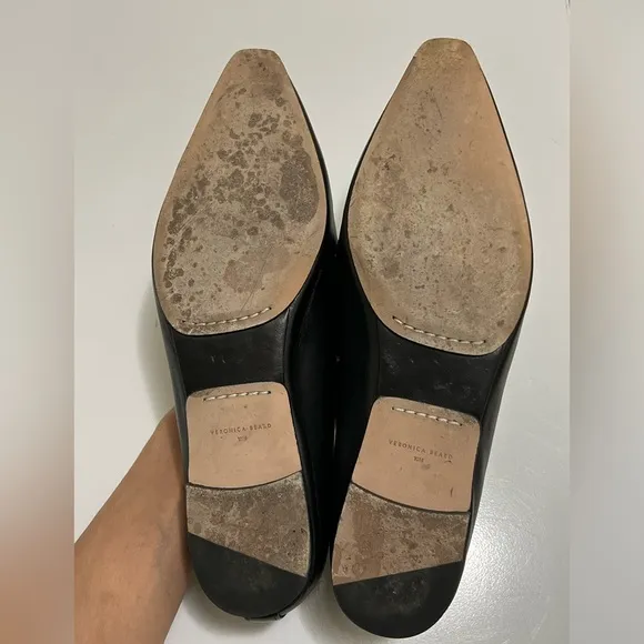 Veronica Beard Champlain Gold Chain LoaferBlack Leather Flats Size 10