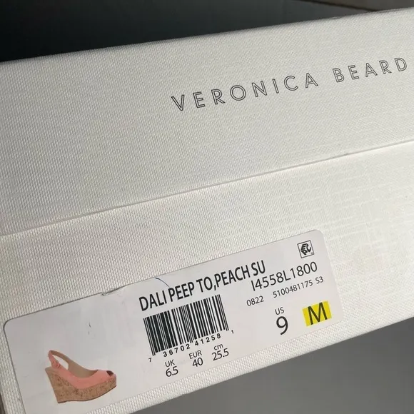 Veronica Beard Dali Peep Toe Peach Wedges Shoes Size 9
