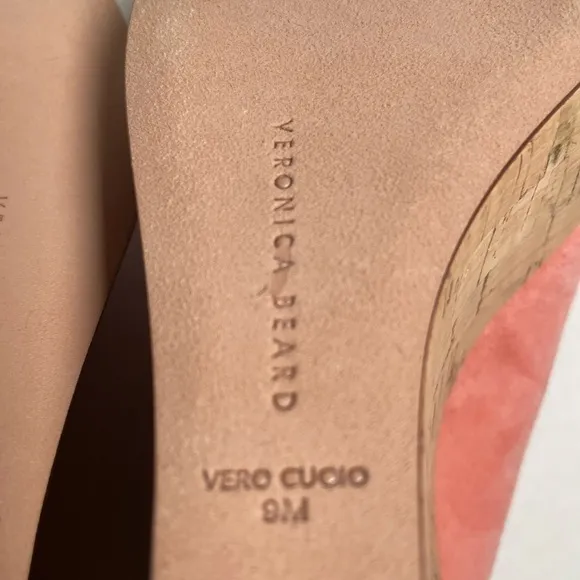 Veronica Beard Dali Peep Toe Peach Wedges Shoes Size 9