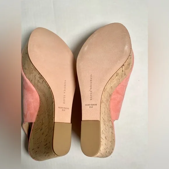 Veronica Beard Dali Peep Toe Peach Wedges Shoes Size 9