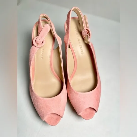 Veronica Beard Dali Peep Toe Peach Wedges Shoes Size 9