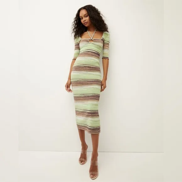 Veronica Beard green Kante knit midi dress Sz S/Small
