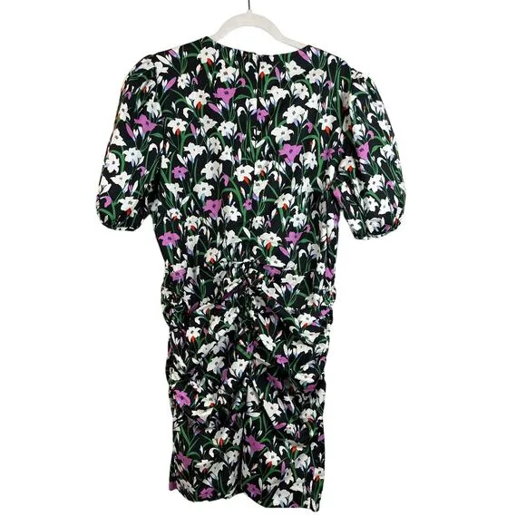 Veronica Beard Janis Floral Puff Sleeve‎ V-Neck Dress Size 14