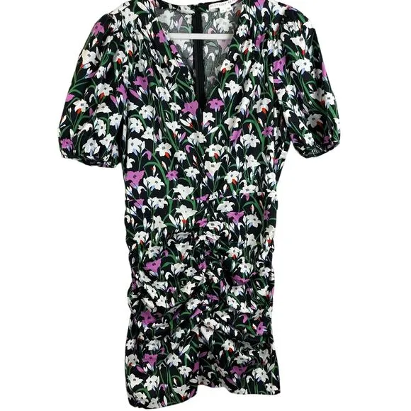 Veronica Beard Janis Floral Puff Sleeve‎ V-Neck Dress Size 14