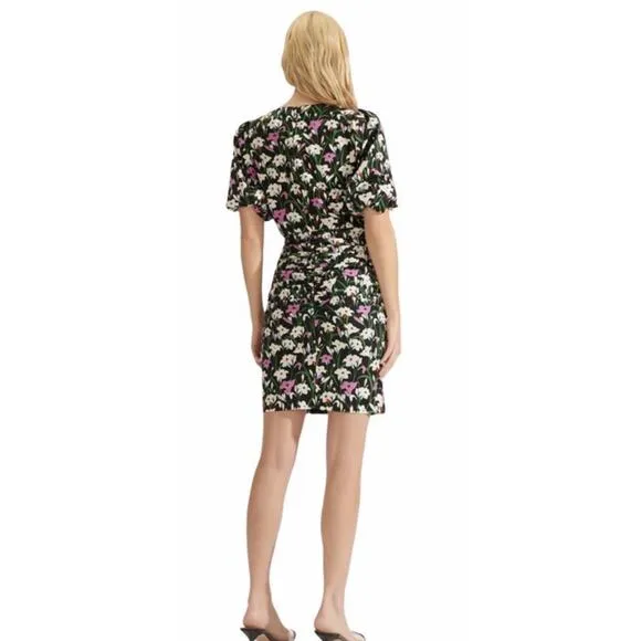 Veronica Beard Janis Floral Puff Sleeve‎ V-Neck Dress Size 14