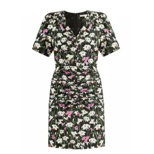 Veronica Beard Janis Floral Puff Sleeve‎ V-Neck Dress Size 14