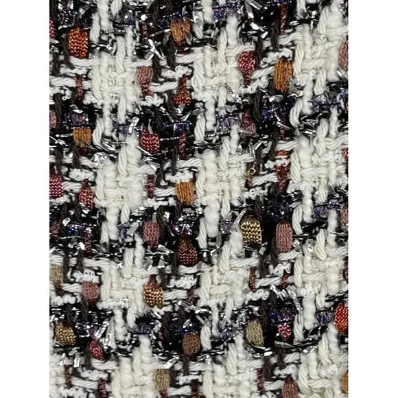 Veronica Beard Skirt Women 16 Starck White Houndstooth Tweed Metallic Academia