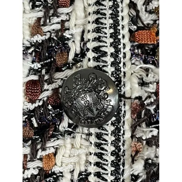 Veronica Beard Skirt Women 16 Starck White Houndstooth Tweed Metallic Academia