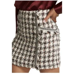 Veronica Beard Skirt Women 16 Starck White Houndstooth Tweed Metallic Academia