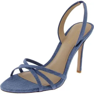 Veronica Beard Womens ADELLE Blue Open Toe Laceless Slingback Heels Shoes New