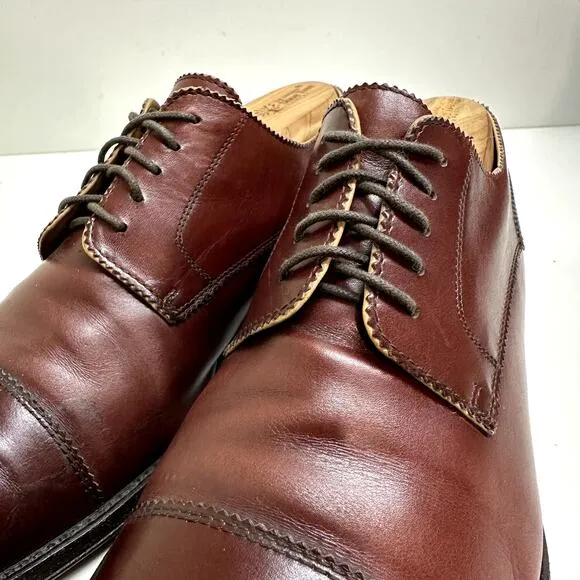 VERY GOOD Bally Cap Toe Derby Burgundy Calf Made in Italy UK 7.5 / US 8.5
