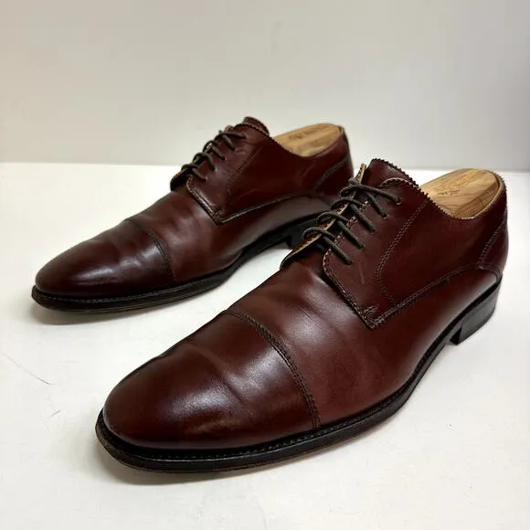 VERY GOOD Bally Cap Toe Derby Burgundy Calf Made in Italy UK 7.5 / US 8.5