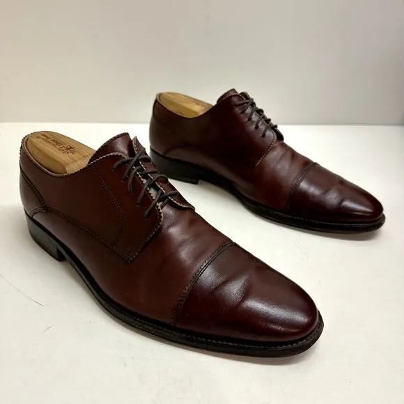 VERY GOOD Bally Cap Toe Derby Burgundy Calf Made in Italy UK 7.5 / US 8.5