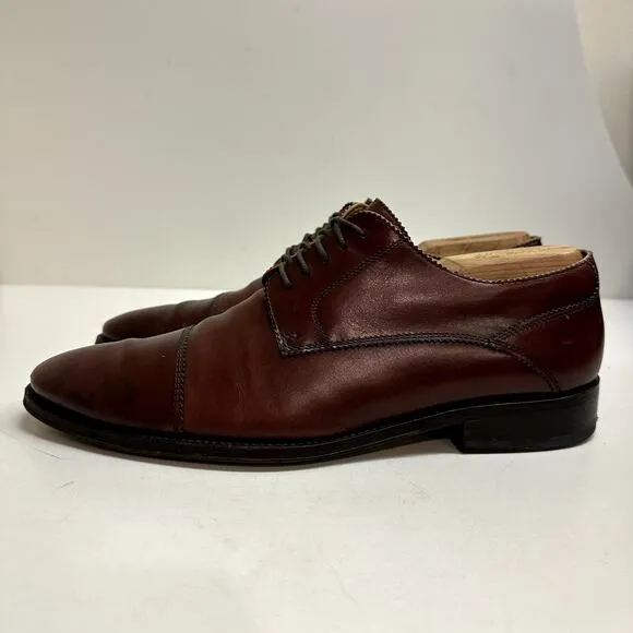 VERY GOOD Bally Cap Toe Derby Burgundy Calf Made in Italy UK 7.5 / US 8.5
