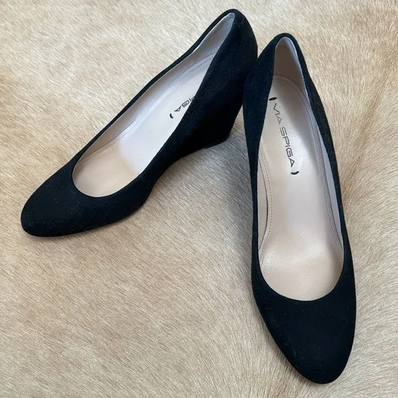 Via Spiga - black suede wedges