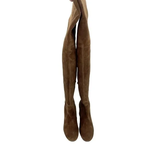 Via Spiga Finlay Boots Brown Suede Leather Over the Knee SZ 5 New $495