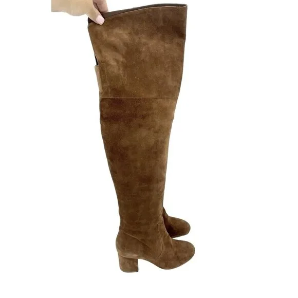 Via Spiga Finlay Boots Brown Suede Leather Over the Knee SZ 5 New $495