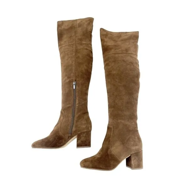 Via Spiga Finlay Boots Brown Suede Leather Over the Knee SZ 5 New $495