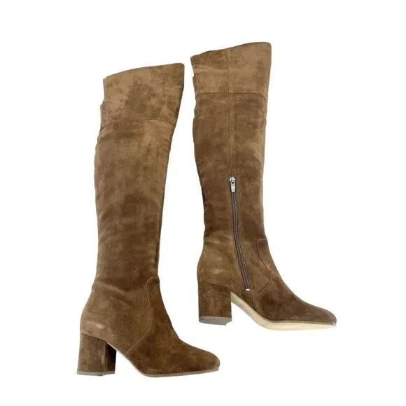 Via Spiga Finlay Boots Brown Suede Leather Over the Knee SZ 5 New $495