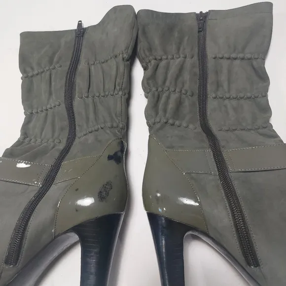 VIA SPIGA Green Leather Heeled Boots Size 8M