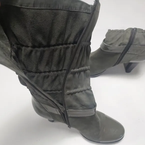 VIA SPIGA Green Leather Heeled Boots Size 8M