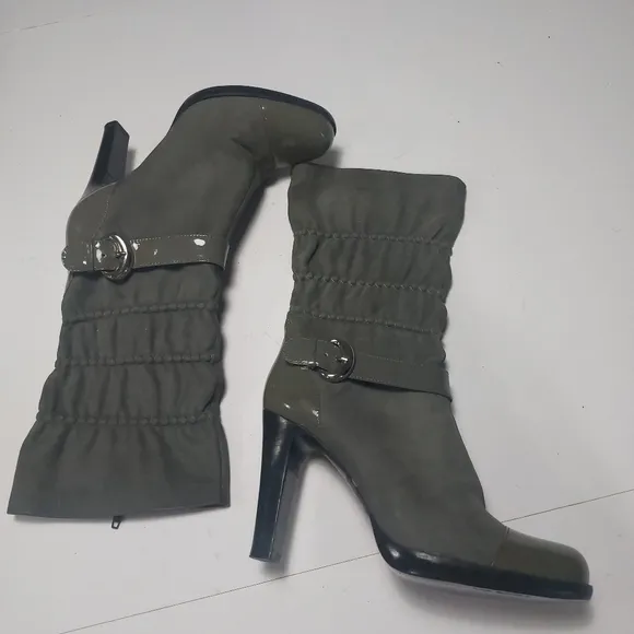 VIA SPIGA Green Leather Heeled Boots Size 8M