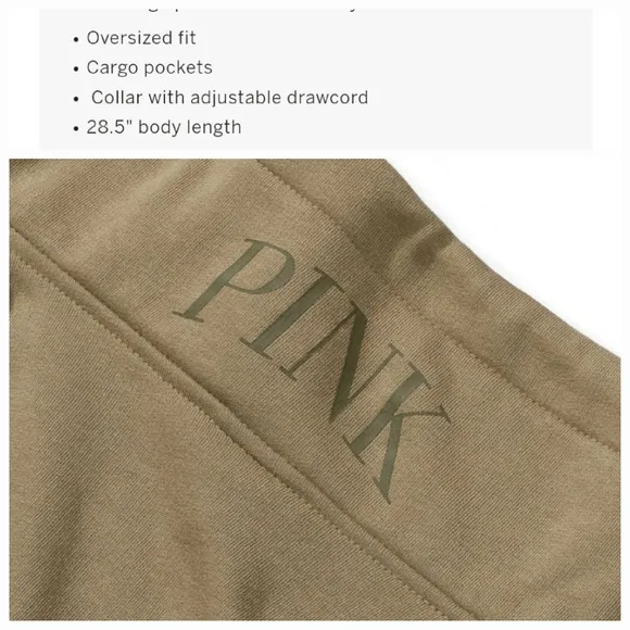 Victoria's secret pink NEW STYLE everyday fleece cargo jacket LARGE