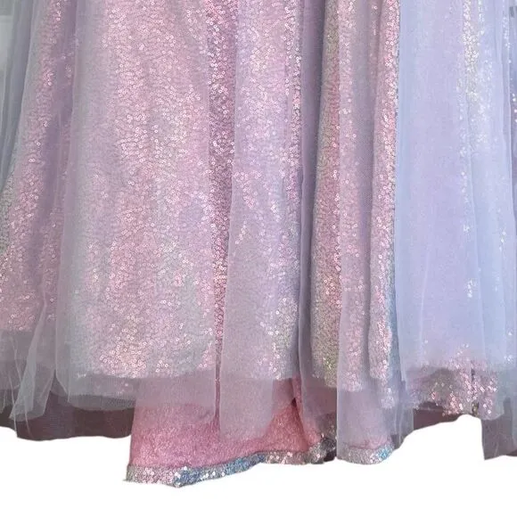 VigoCouture Lavender Shimmering Sparkly Tulle Off the Shoulder Formal Prom Dress