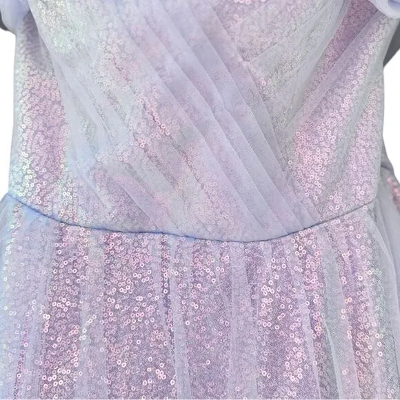 VigoCouture Lavender Shimmering Sparkly Tulle Off the Shoulder Formal Prom Dress