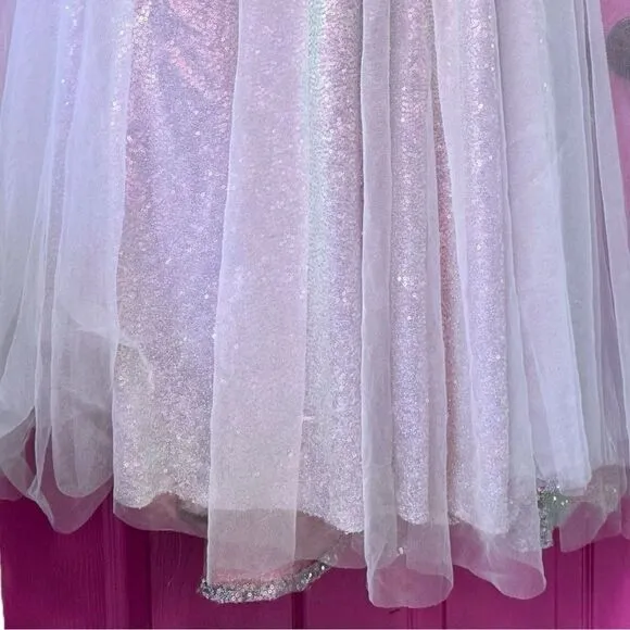 VigoCouture Lavender Shimmering Sparkly Tulle Off the Shoulder Formal Prom Dress