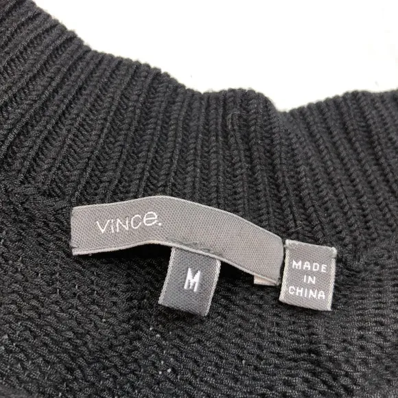 Vince Black Knit Folded Boatneck Sweater Tunic