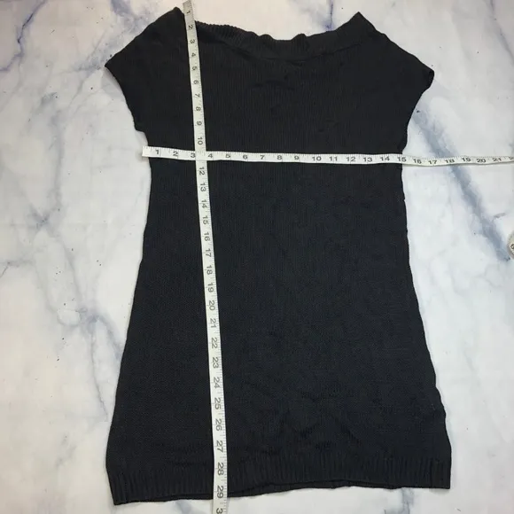 Vince Black Knit Folded Boatneck Sweater Tunic