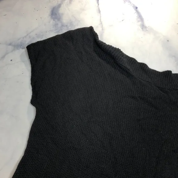 Vince Black Knit Folded Boatneck Sweater Tunic