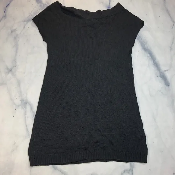 Vince Black Knit Folded Boatneck Sweater Tunic