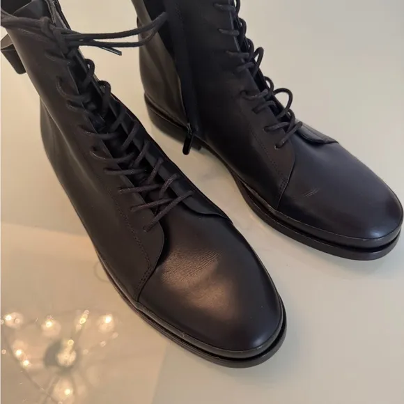 Vince Black Lace-Up Ankle Boots