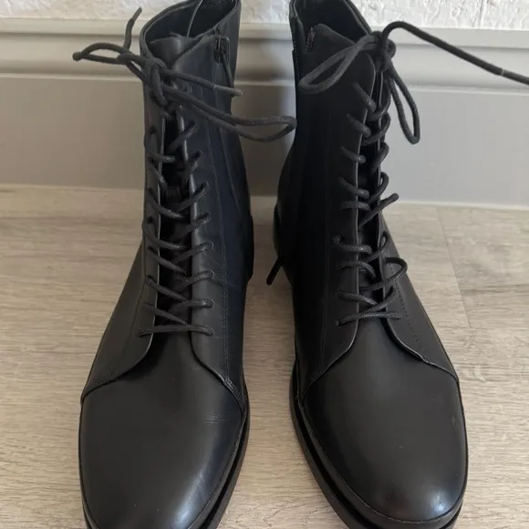 Vince Black Lace-Up Ankle Boots
