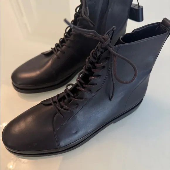 Vince Black Lace-Up Ankle Boots