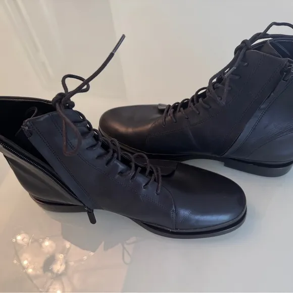 Vince Black Lace-Up Ankle Boots