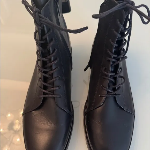 Vince Black Lace-Up Ankle Boots