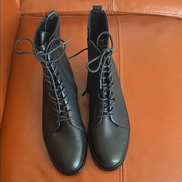 Vince Black Lace-Up Ankle Boots